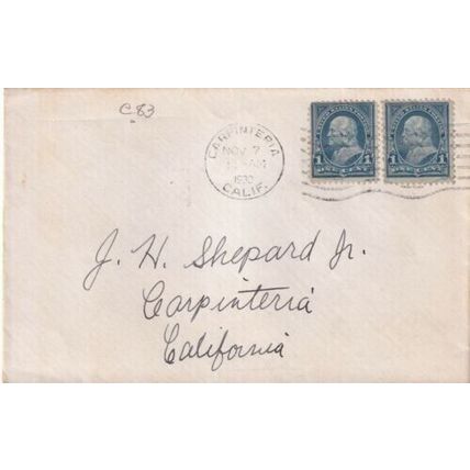 United States 1930 Carpinteria California Cover Carpinteria cancel written VGC