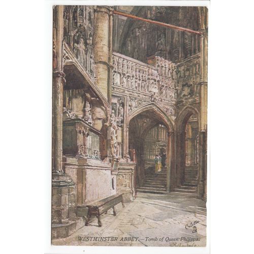 Tomb of Queen Philippa Westminster Abbey John Fulleylove Oilette Art Postcard