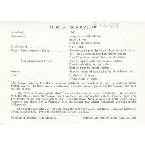 H.M.S. Warrior Battleship Shipping Postcard (S12188)