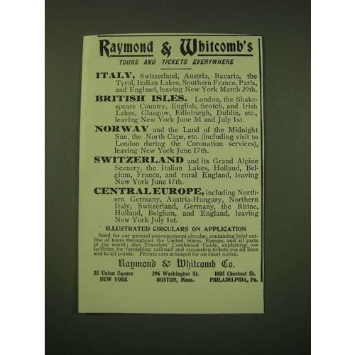 1902 Raymond & Whitcomb Ad - Raymond & Whitcomb's tours and tickets everywhere