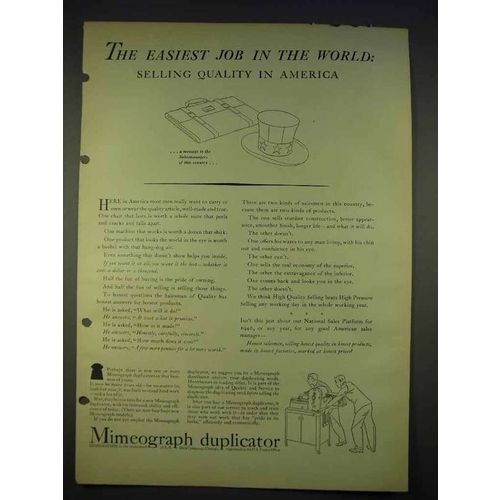 1940 Mimeograph Duplicator Ad - Easiest Job in World