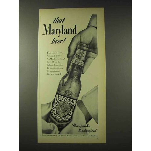 1948 National Premium Beer Ad - That Maryland Beer