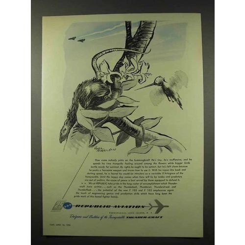 1956 Republic Aviation Ad - Nobody Picks On Hummingbird