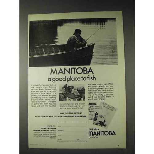 1973 Manitoba Canada Tourism Ad - Good Place to Fish