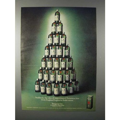 1977 Tanqueray Gin Ad - Christmas Tree from England