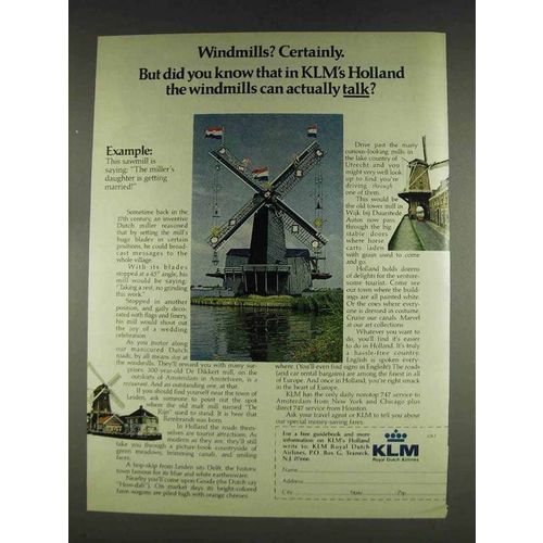 1978 KLM Royal Dutch Airlines Ad - Windmills?