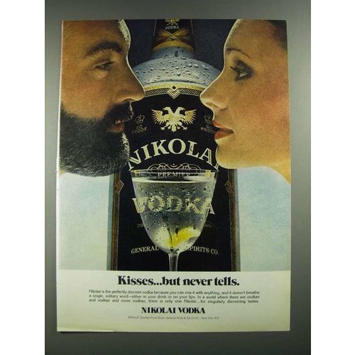 1980 Nikolai Vodka Ad - Kisses But Never Tells