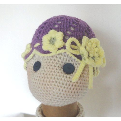Hat #H20 girls crochet cloche flowers and scallop edge 12 months - 2 years