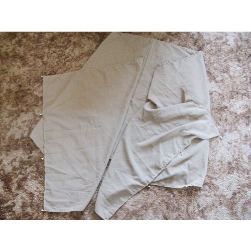 KHAKI SILKY FEEL INDIAN SHAWL SILVER BEAD DETAIL 196x67cms **GC**
