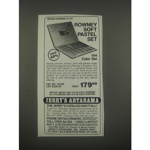 1991 Jerry's Artarama Ad - Rowney soft pastel set