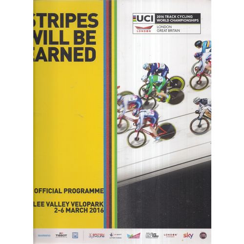 2016 TRACK CYCLING WORLD CHAMPIONSHIPS, LEE VALLEY VELOPARK, LONDON programme /