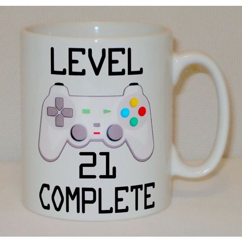 Level 21 Complete 21st Birthday Mug Can Personalise Video Game Retro Gamer Gift