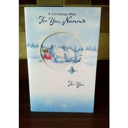 Cute Christmas Cards - For You Nannie - Glitter Card - 001