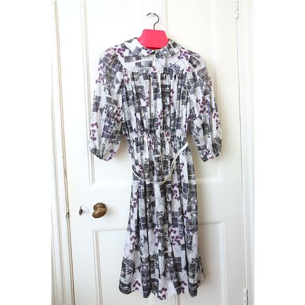 Ladies Vintage Designer 1970's Dress with Peter Pan Collar 3/4 Sleeves Size 10