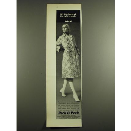 1971 Peck & Peck Brocade Coat Ad - It's the charge of the right brocade.