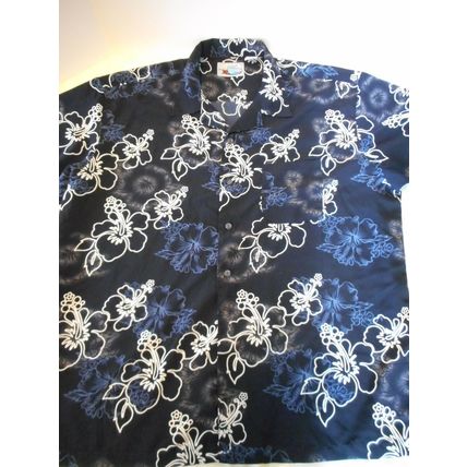 Ocean Current Hawaiian Shirt 2XL Blue Black SS Floral tropics