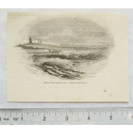 1860s engraving - Calais from the Sea