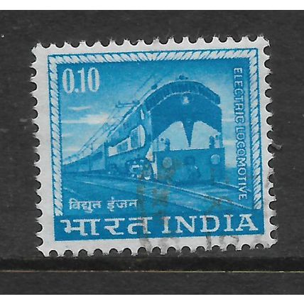 INDIA 1976 LOCAL MOTIFS 10p BLUE ELECTRIC LOCO SG 729 FINE USED#