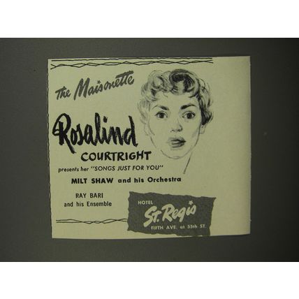 1953 Hotel St. Regis Advertisement - The Maisonette Rosalind Courtright