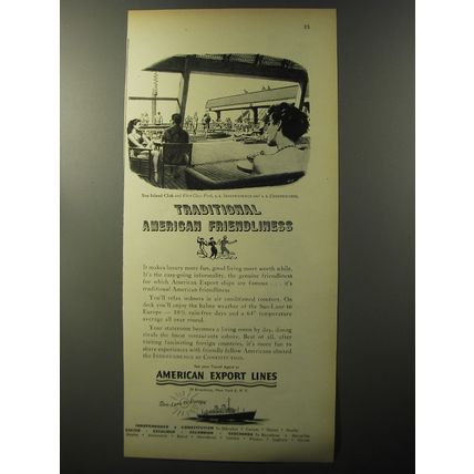 1953 American Export Lines Cruise Advertisement - American Friendliness