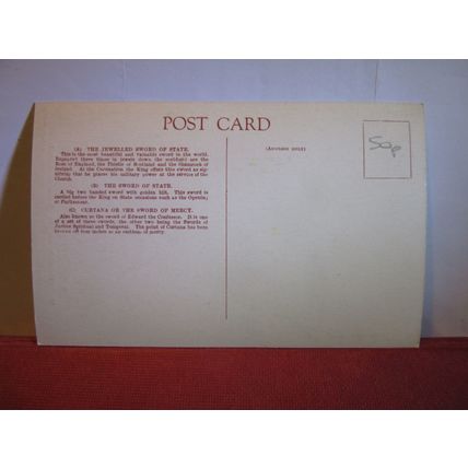 KING'S SWORDS OF STATE, CROWN JEWELS unused vintage postcard =