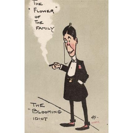 The Blooming Idiot Scottish Man Eyeglass Smoking Old Comic Postcard