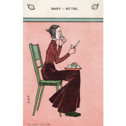 Mary Bitter Compulsive Lemon Eating Behaviour Old Comic Postcard