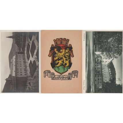 Heidelberg University Victoria Hotel Shield 3x German Old Postcard s