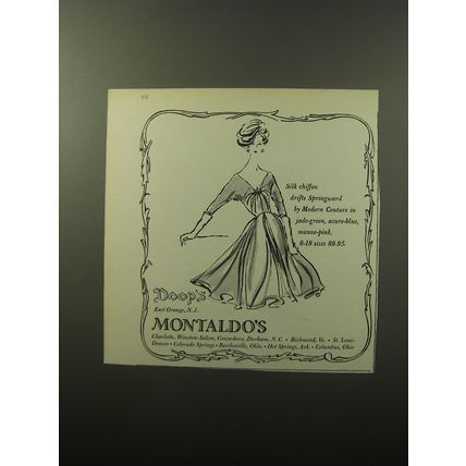 1960 Doop's and Montaldo's Dress by Modern Couture Ad - Silk Chiffon drifts
