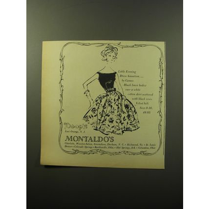 1960 Doop's and Montaldo's Dress by Cameo Ad - Little Evening Dress Sensation