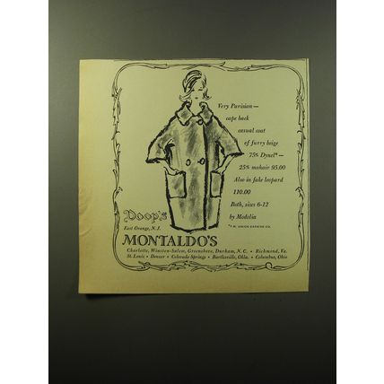 1960 Doop's and Montaldo's Coat by Modelia Ad - Very Parisian