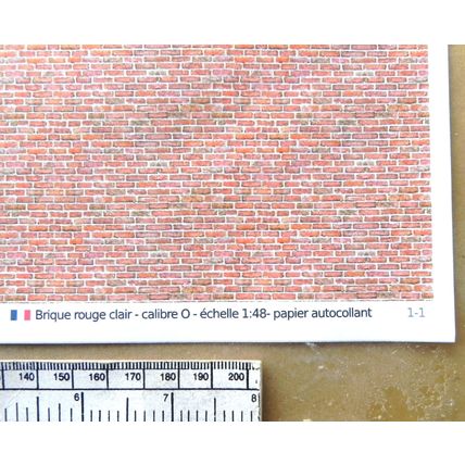 Papier autocollant rouge brique clair pour O gauge - échelle 1:48 - feuille A4