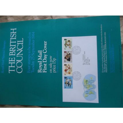 ROYAL MAIL A3 POST OFFICE POSTER 1984 THE BRITISH COUNCIL FIRST DAY COVER MUSIC