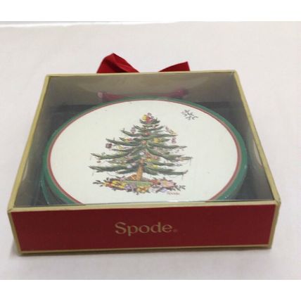 Spode Round Christmas Tree Santa Since 1938 Topper Paper Cardboard Coaster