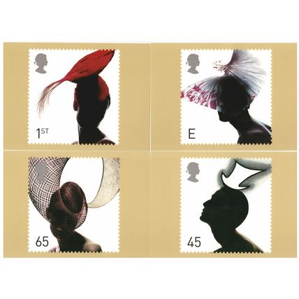 GREAT BRITAIN 2001 FASHION HATS SET OF 4 MINT PHQ CARDS