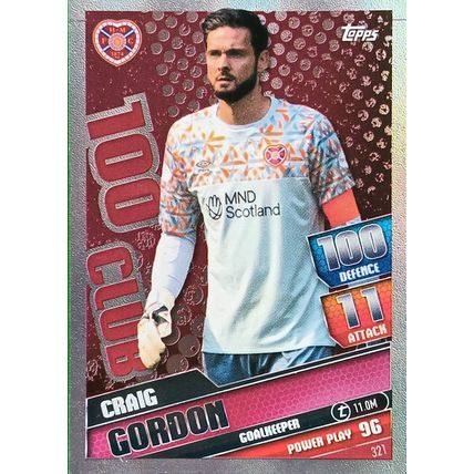 Match Attax SPFL 2022-23 Craig Gordon Hearts 100 Club Hundred #321