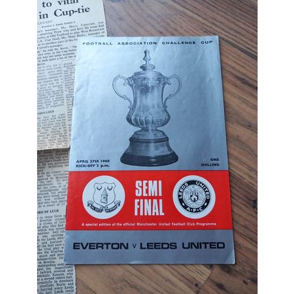 1968 FA Cup Semi Final Programme, Ticket & Newspaper – Everton vs Leeds Utd