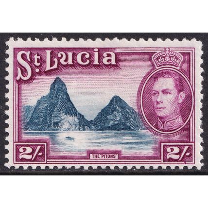 St Lucia KGVI 1938-48 2s Blue Purple Mountains SG136 Mint MH