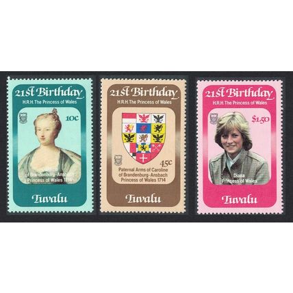 Tuvalu 21st Birthday of Princess of Wales 3v 1982 MNH SG#184-186