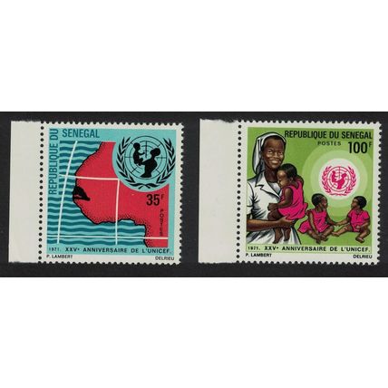 Senegal 25th Anniversary of UNICEF 2v Margins 1971 MNH SG#474-475
