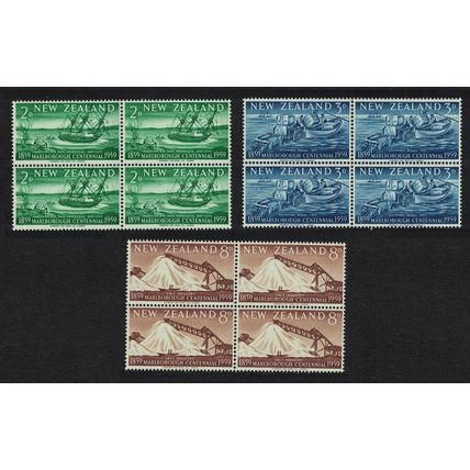 New Zealand Ships Centenary of Marlborough Province Blocks of 4 1959 MNH