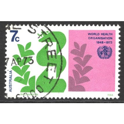 AUSTRALIA 1973: 25th ANNIVERSARY WORLD HEALTH ORGANISATION - 7c USED (G3)