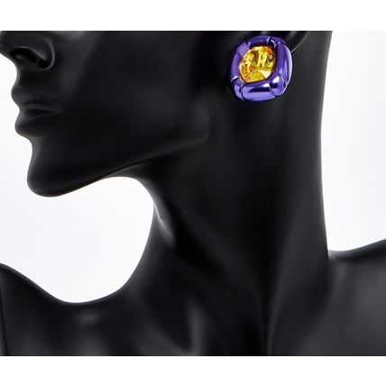 SWAROVSKI Dulcis Purple & Yellow Cushion Cut Crystal Statement Earrings BNIB