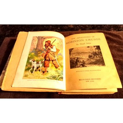The Adventures Of Robinson Crusoe By Daniel Defoe Circa 1900 10" Tall Good Shape