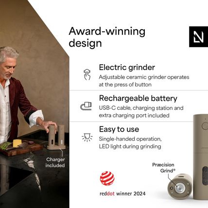 LARS NYSØM Electric Salt and Pepper Grinder Set I Automatic Salt and Pepper Mill
