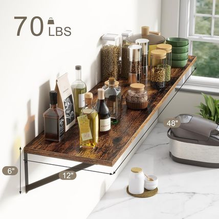 12 Inch Deep Floating Shelves,48W X 12D Floating Shelves, Deep Wall Shelves Brac