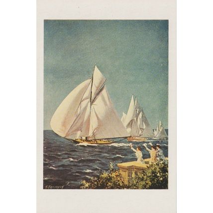 Postcard Sailing Yacht Cowes Regatta 1890s Isle of Wight - Nostalgia