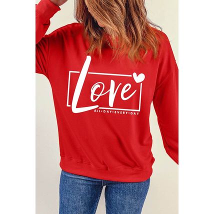 Red Valentine's Day Love Graphic Sweatshirt