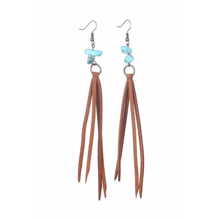 Brown Turquoise Tassel Drop Earrings