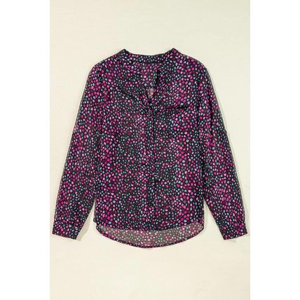 Grape Wine Polka Dot Printed Buttoned Casual Shirt